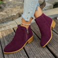 thumbnail image 5 of EKVAHL Women's Faux Suede Ankle Booties Side Zipper Chelsea Boots Low Block Heel Relaxed Fit Non‑Slip Fall Winter Short Boots Wine, 5 of 6
