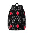 thumbnail image 1 of Wukai Card Suits Print 15Inch Student Backpack, Multi-compartment Waterproof Lightweight Backpack, Suitable for School, Office, Sports, Unisex, 1 of 6