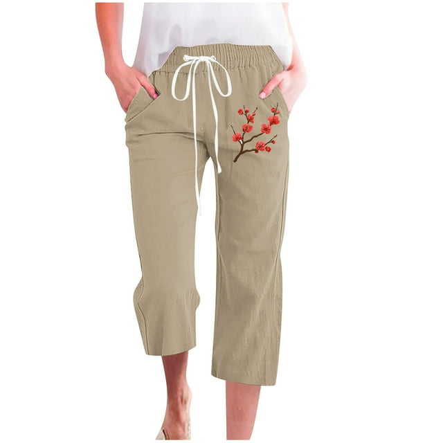 Pantalones de Mujer Casual, Impresión Elástica Suelta Pantalones de Pierna Ancha Recta con Bolsillo Hecho de Poliéster Suave para Toda la Temporada, Pantalones de Pierna Ancha de las Mujeres