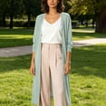 thumbnail image 2 of Solid Color Open Front Maxi Long Cardigan Sweater for Women Lightweight Long Sleeve Cardigan Oversized Long Coat Trendy, 2 of 7