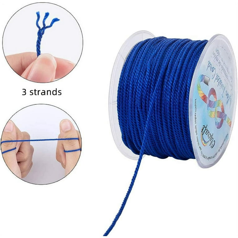  OLYCRAFT 55 Yards 2mm Twisted Satin Nylon Cord 3-Ply Blue  Twisted Cord Trim String Thread for Crafts and Jewelry Making : Everything  Else