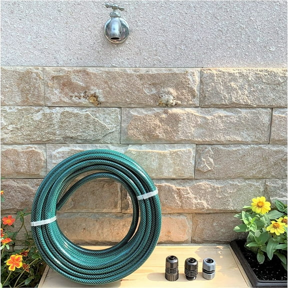 1/2 in. x 50 ft Rubber Garden Hose with Easy Connections for Watering