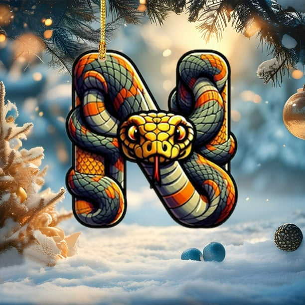 Árbol de Navidad acrílico 2D con 26 letras, colgante decorativo para fiestas navideñas familiares.