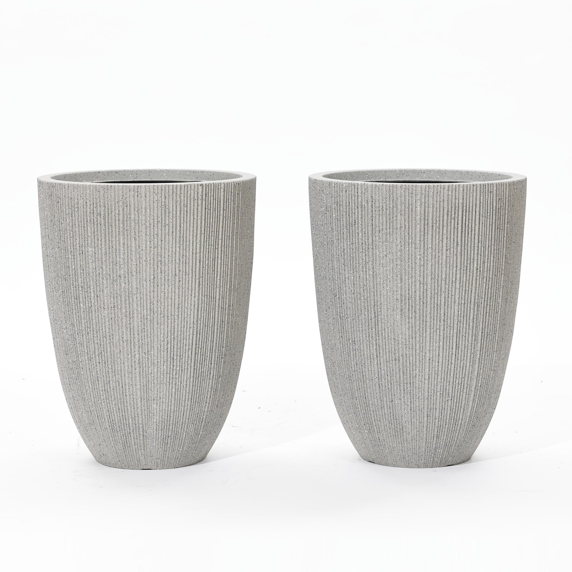 LuxenHome 2-Piece Mediterranean Beige Tall Tapered Round Plastic Planters Set