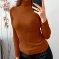 thumbnail image 4 of Pullover Sweaters for Women 2025 Long Sleeve Turtleneck Plain Basic Ribbed Knit Sweater Tops Fall Winter Outfits, 4 of 5