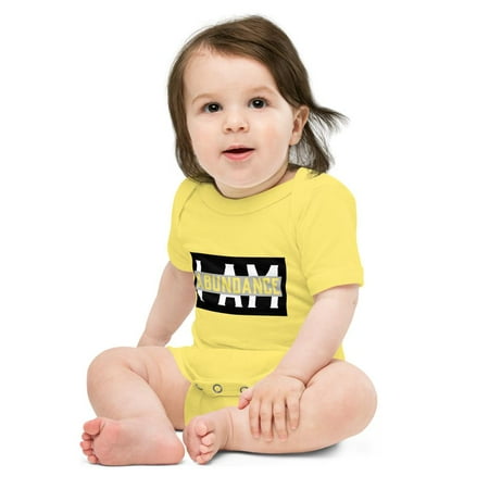 

I Am Abundance | Baby short sleeve one piece | Affirmations | Mighty Humans