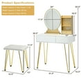 thumbnail image 2 of Gymax Vanity Table Set Lighted Mirror Storage Drawer Shelf Cushion Stool White, 2 of 9