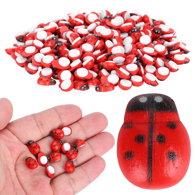 Wooden Ladybugs Tiny Ladybugs Diy Ladybugs Diy Accessories 300Pcs Wooden Ladybugs Simulation Tiny Landscape Crafts Scrapbooking DIY Decoration Accessories