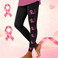 thumbnail image 2 of Breast Cancer Awareness Leggings For Women Pink Ribbon Print High Waist 4-Way Stretch Workout Pants for Running Casual, 2 of 6