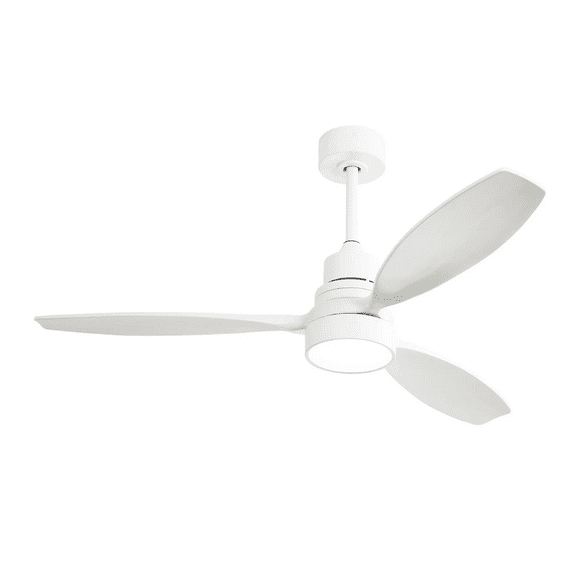 Tower Fan (Same as W882P147235) 52 Inch Wooden Ceiling Fan White 3 Solid Wood Blades Remote Control Reversible DC Motor With Led Light,Box Fan
