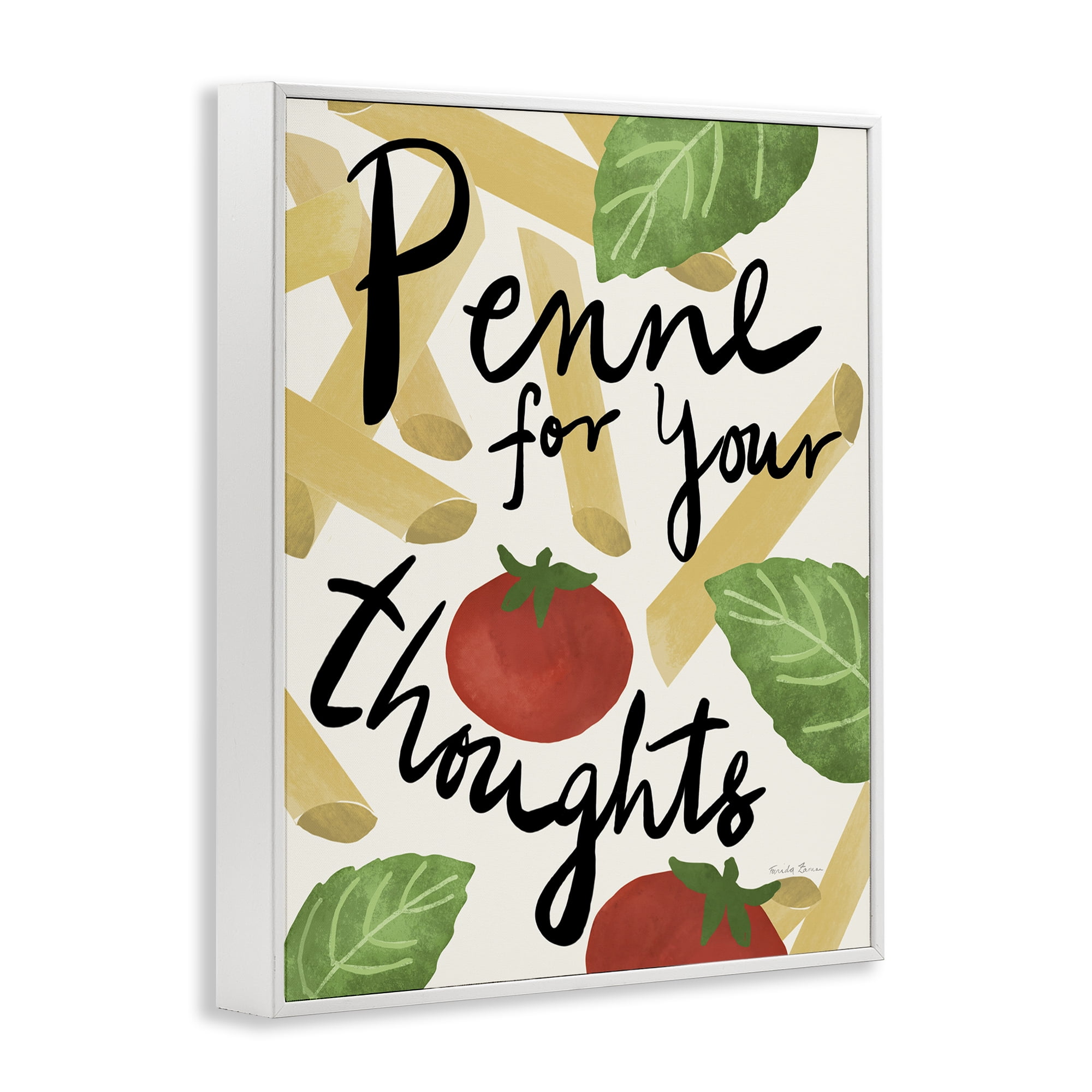 Stupell Industries Penne For Your Thoughts Food & Beverage Painting White Framed Art Print Wall Art, 11 x 14