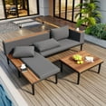 thumbnail image 4 of Harper & Bright Designs Outdoor Seating Group with Table, Patio Conversation Sectional Acacia Wood Sofa Set with Waterproof Cushions for Backyard Poolside, Gray, 4 of 11