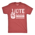 thumbnail image 1 of Mens Vote Peace Hand Funny T Shirt Election Graphic Tee for Men (Heather Red - Vote Peace Hands) - S, 1 of 3
