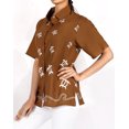 thumbnail image 2 of HAPPY BAY Women's Casual Blouse Shirt Solid Blouses Button Up Short Sleeve Dress Tops Tee Shirts Hawaiian Dresses for Women S Coffee_AD592, 2 of 4