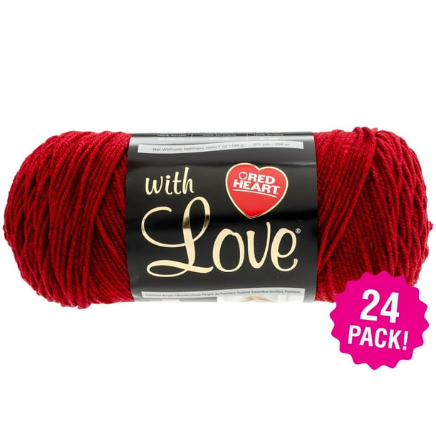 Red Heart With Love Yarn Berry Red, Multipack of 24
