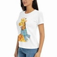 thumbnail image 4 of Women's Halloween T-Shirt Giraffe and Sloth Print Graphic Cozy Cute Short Sleeve Cotton Tee Halloween Novelty Tee Top, 4 of 9