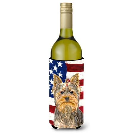 

Carolines Treasures KJ1156LITERK USA American Flag with Yorkie / Yorkshire Terrier Wine Bottle Hugger Wine Bottle
