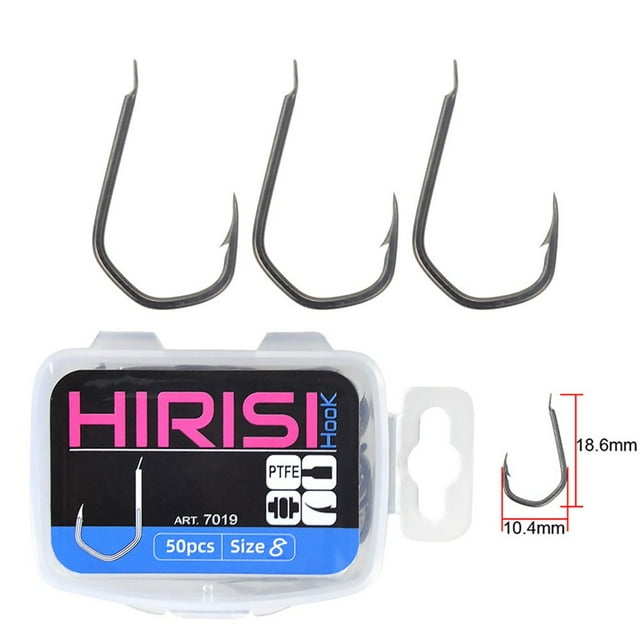 Mosiee 50Pcs Fishing Hooks Set Hot Sale 2/4/6/8/10/12# Optional Models Barbed Hook High Carbon Steel Carp Rigs Fishhooks Part Accessory