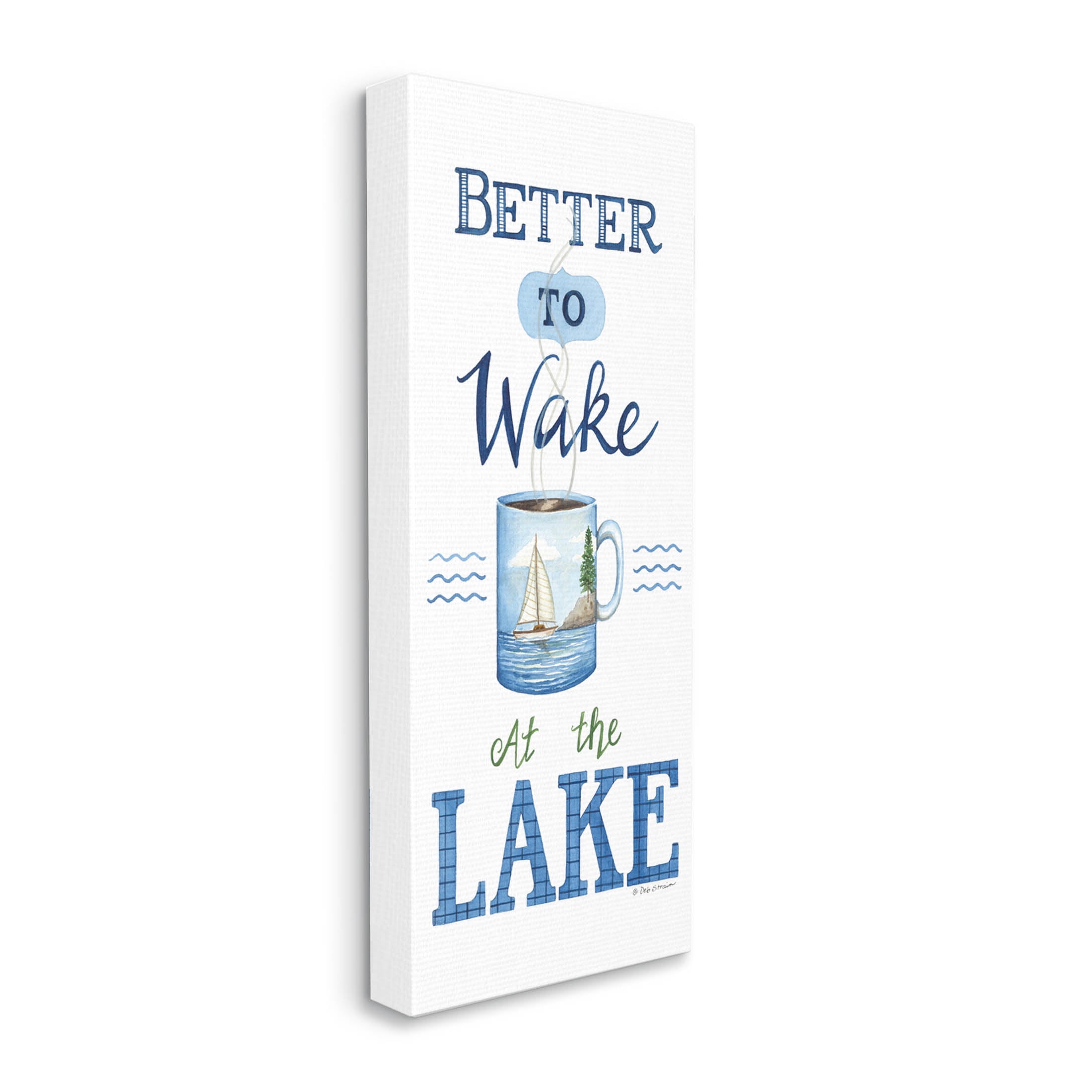 Better To Wake At Lake Coffee Phrase Inspirational Graphic Art Gallery Wrapped Canvas Print Wall Art
