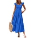 thumbnail image 1 of Vestido PRETTYGARDEN Cuello Cuadrado Fruncido con Ojal Azul XXL, 1 of 8