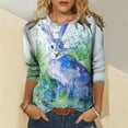 thumbnail image 1 of Hauts d'Été pour Femmes Impression Animale Col Rond Manches Longues Blouse Décontractée Blouses d'Été pour Femmes en Solde, 1 of 5