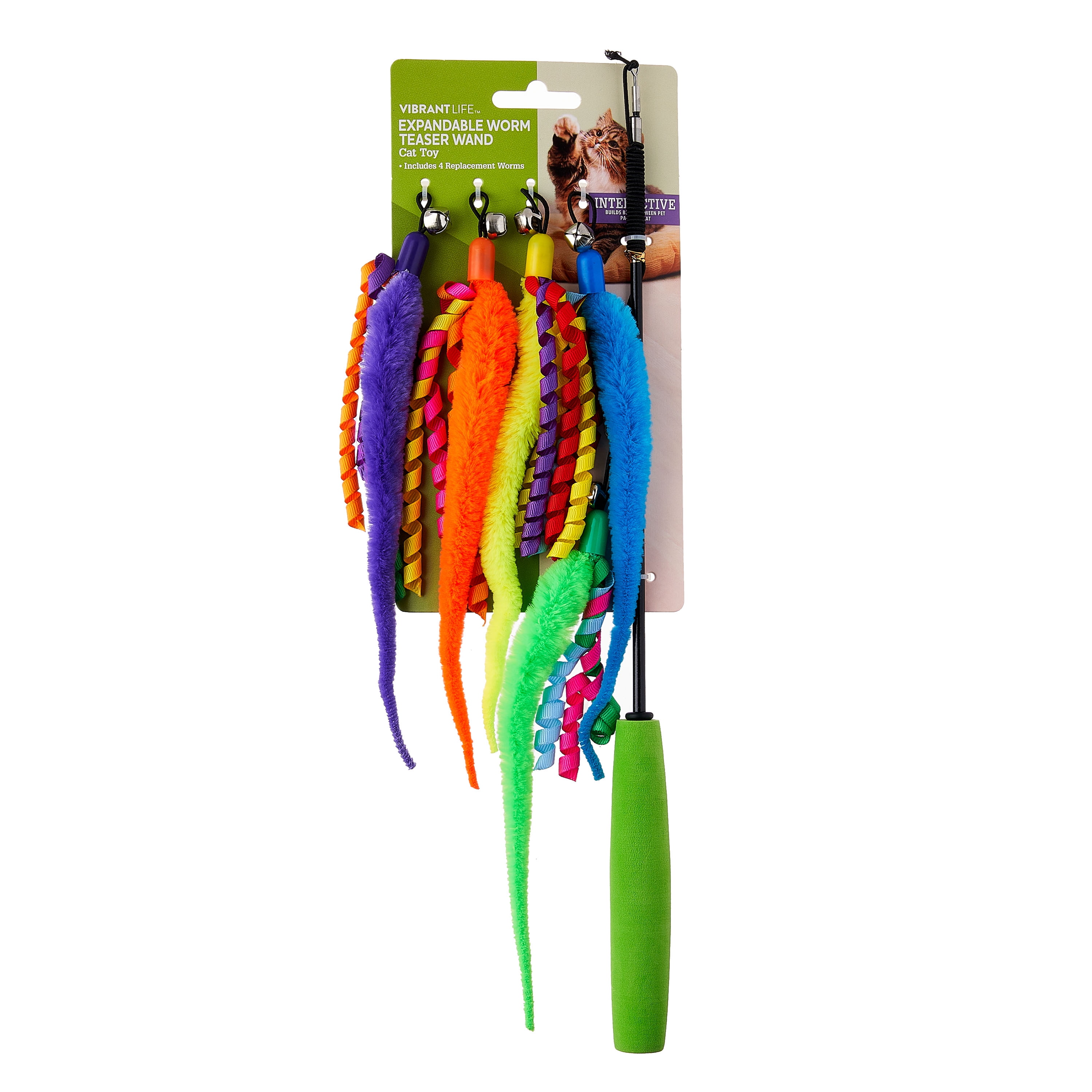 Vibrant Life Expandable Worm Teaser Wand Cat Toy