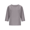 thumbnail image 5 of CYMMPU Women's Summer Casual 3/4 Sleeve Cotton Linen Loose Top, Lightweight Breathable Long Sleeve Summer Blouse Gray M, 5 of 5