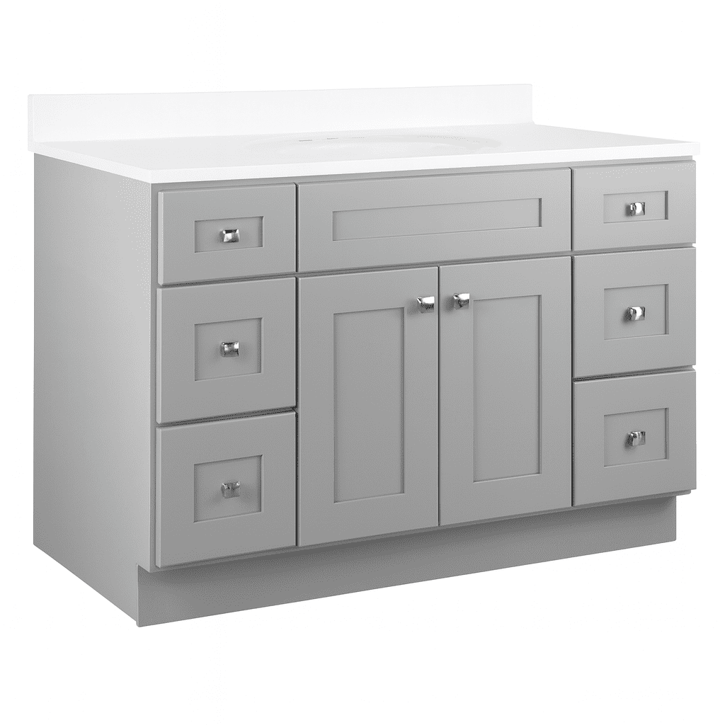 Design House Brookings 48" x 22" Ready to Assemble Solid Wood 6-Drawer Bath Vanity Cabinet, Sherwin Williams® Gray