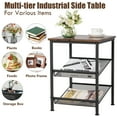thumbnail image 6 of Costway 3-Tier Industrial End Side Table Nightstand W/2 Adjustable Shelves Rustic Brown, 6 of 11