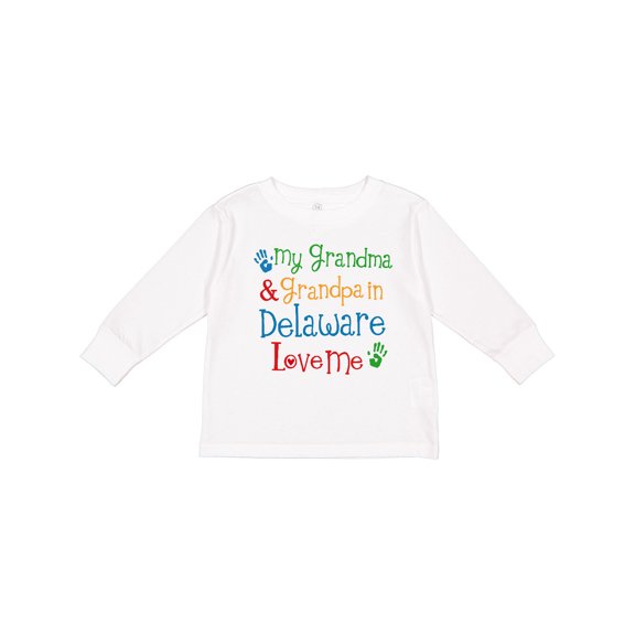 Inktastic Delaware Grandma Grandpa Love Me Boys or Girls Long Sleeve Toddler T-Shirt