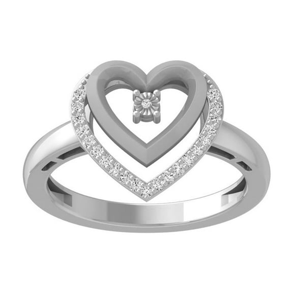 ARAIYA FINE JEWELRY 10k White Gold Diamond Cluster Band Ring (1/10 cttw, I-J Color, I2-I3 Clarity) Size 6