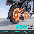 thumbnail image 3 of HIGUILI 14 Inch Foldable Electric Bike for Adults, 48V 10Ah Battery, 24MPH, 30-35 Miles, Mini E-bike for Teens,UL2849 Certified., 3 of 9