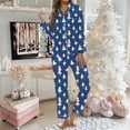 thumbnail image 4 of Christmas Pajamas for Women Set 2025 Silk Long Sleeve Button Collared Sleep Shirt and Pants Pjs Set Womens Pajama Sets, 4 of 6
