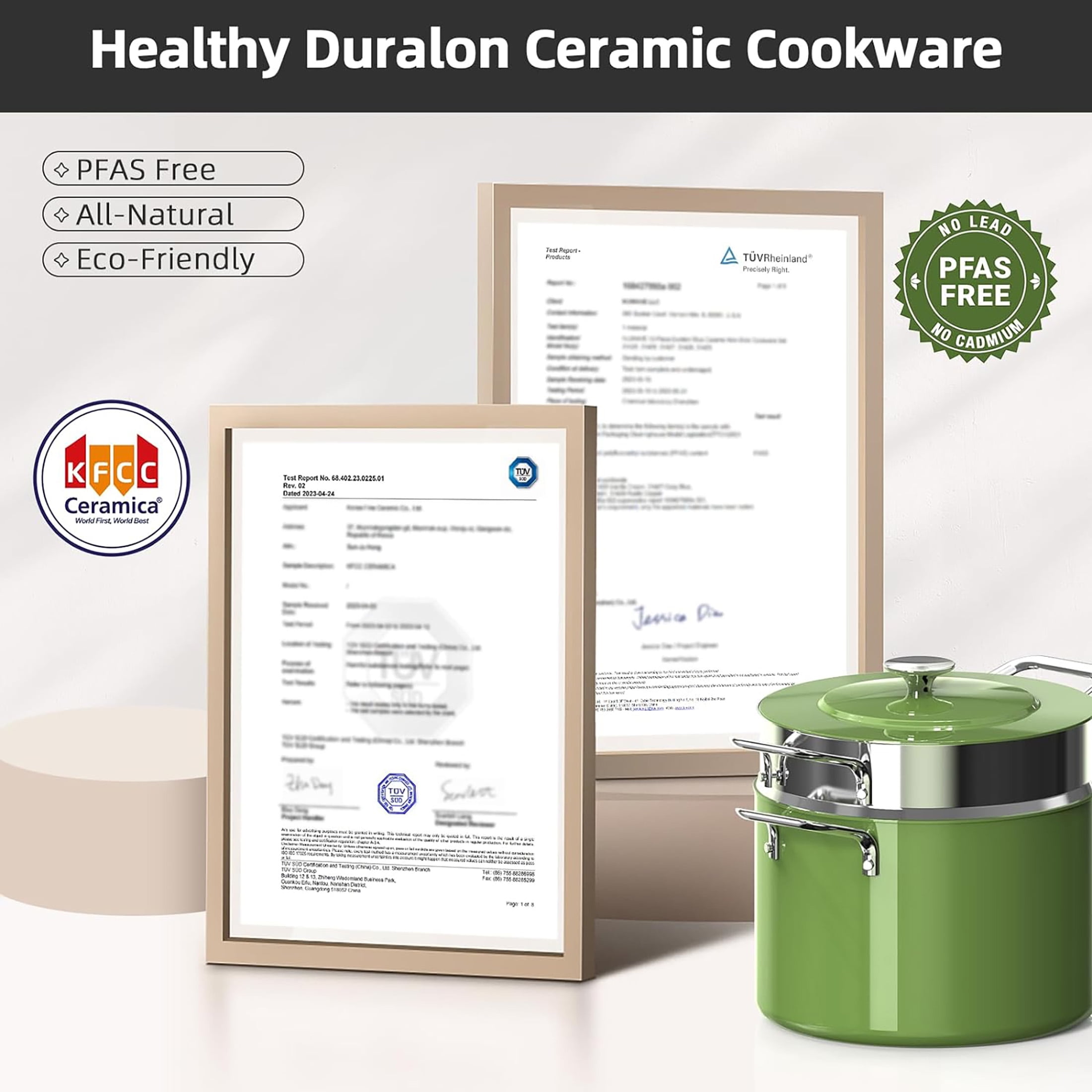 Nuwave 13pc Lux Pots and Pans Set Ultra Nonstick, Healthy G10 Duralon Ceramic Coating Forged Lightweight Cookware Set, Stay-Cool Handles, Works on All Cooktops & Oven, Avocado