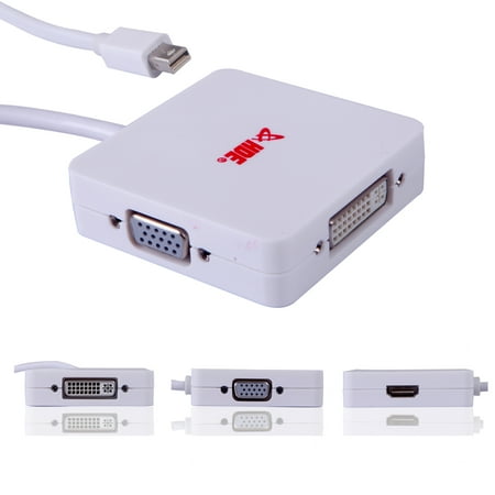 Pro Replacement Video Cable - HDE 3-in-1 Mini Display Port DP to HDMI DVI VGA Adapter Cable 1080p HDTV AV Video Converter for Apple MacBook Air Pro iMac Mac Mini & Windows PC