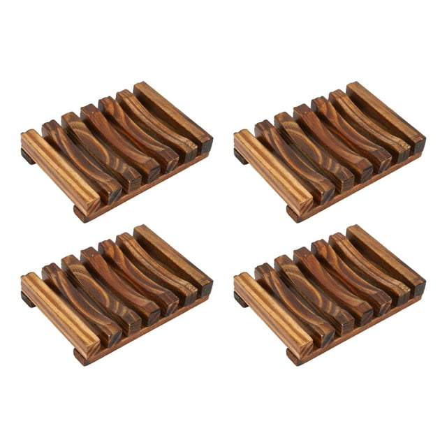 Support de Vaisselle, 4 Pcs Robuste Bambou Économiseur d'Eau pour la Cuisine