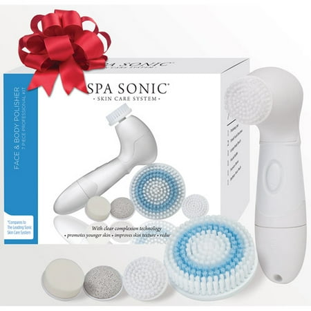 Spa Sonic Skin Care System Face & Body Polisher, 7pc Pro