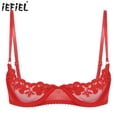 thumbnail image 2 of Lencería de mujer, encaje Floral transparente con aros, Push Up, sujetador de copa 1/4, ropa interior, correa ajustable, sin forro, pecho abierto, sujetador expuesto, 2 of 5