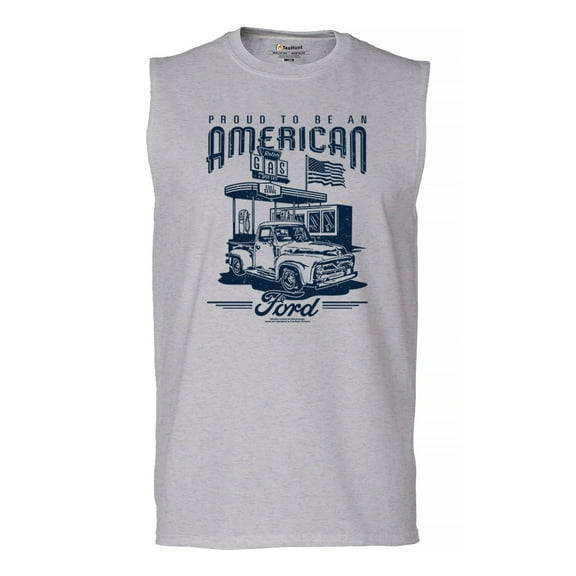 Proud To Be An American Ford Muscle Shirt Patriotic Retro Vintage F-Series Truck 1950s F100 USA Flag Licensed Men's