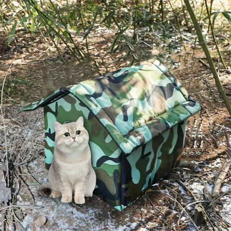 Kiplyki Outdoor Cats House Outdoor Waterproof Pet Kennel Cold-proof Tent Cats Kennel Dog Kennel Oxford Cloth Pet Bed