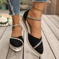 thumbnail image 2 of Espadrilles Wedge Sandals for Women Slip on Closed Toe Shoes with Rhinestone Glitter Straps Stylish Everyday Comfortable Party Heels Black Size 6.5, 2 of 5