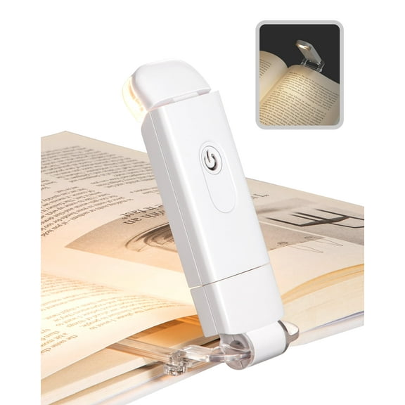 Portable Book Light Clip On for Reading in Bed,USB Rechargeable LED Book Reading Light,3000K Warm White,Brightness Adjustable for Eye-Protection