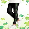thumbnail image 2 of Bainana Girls St Patricks Day Printed Leggings Elastic Waist Tiper Leg Casual Yoga Pants Comfortable Stretch Little Girls Athletic Playwear Bottoms Black Size 18-24 Months, 2 of 6