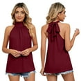 thumbnail image 6 of Women's Tank Top Summer Clothing Sleeveless Halter Mock Turtleneck Vest Solid Color T-shirt Loose Casual Pleated Front Blouse,S-2XL, 6 of 9