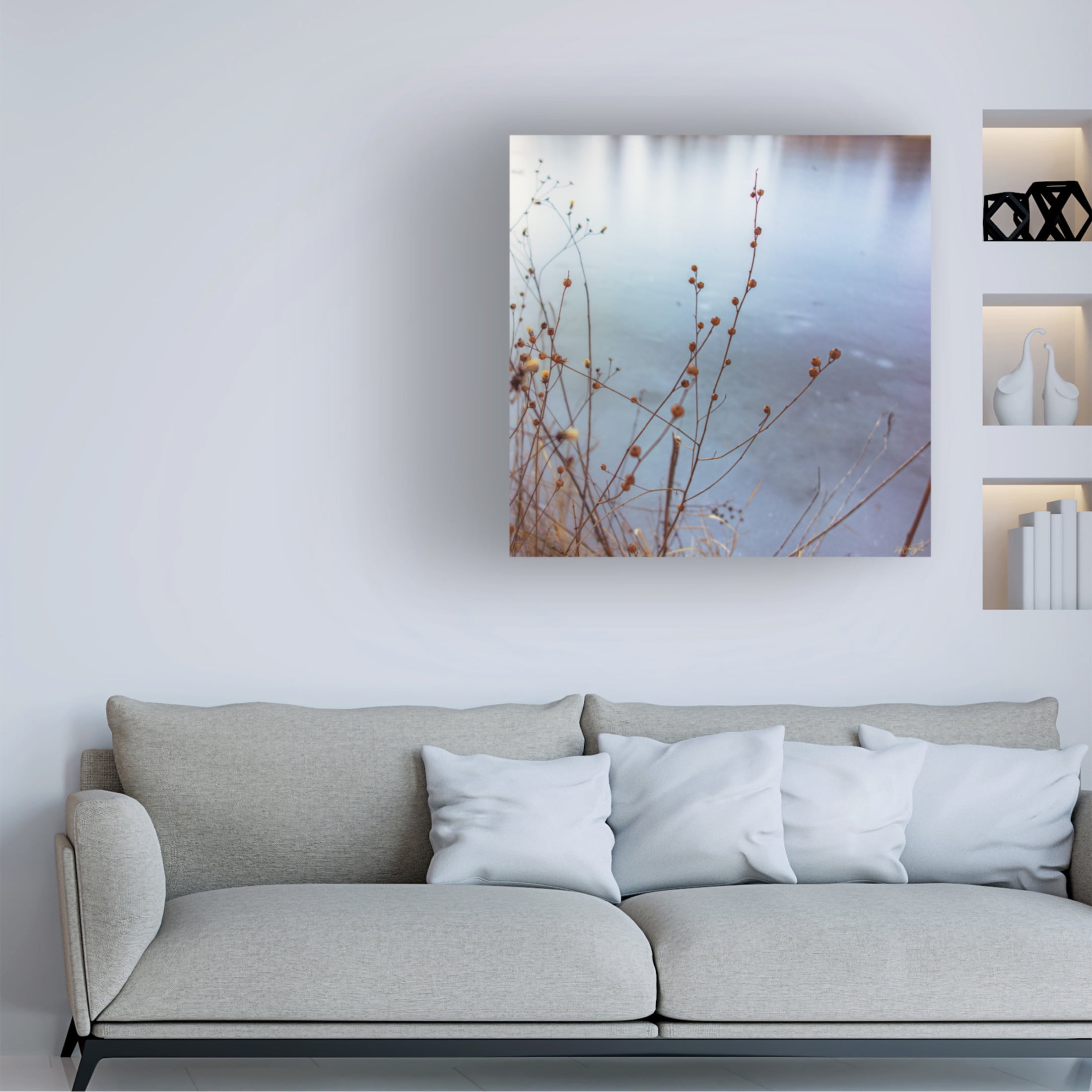 Canvas Wall Art - Life BeautifuLEE 'The Goldden Glass Lake 3' Wall Art for Living Room, Bedroom, or Office Décor by Trademark Fine Art - 18 x 18 Inches