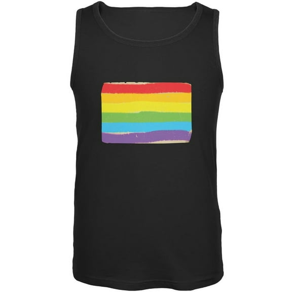 Gay Pride LGBT Vintage Rainbow Black Adult Tank Top - Small