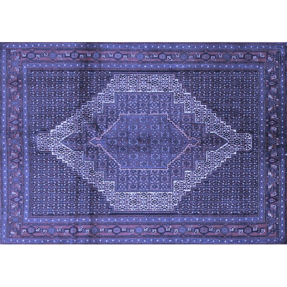 Ahgly Company Indoor Rectangle Medallion Blue Traditional Area Rugs, 8' x 12'