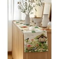 thumbnail image 5 of Table Runner 72 Inches Long for Kitchen Dining, Spring Floral Dresser Scarf Farmhouse, Dining Table Decorations for Wedding/Parties, Birds Cabin Daisy Watercolor Botanical Farmhouse 13 x 72 In, 5 of 8