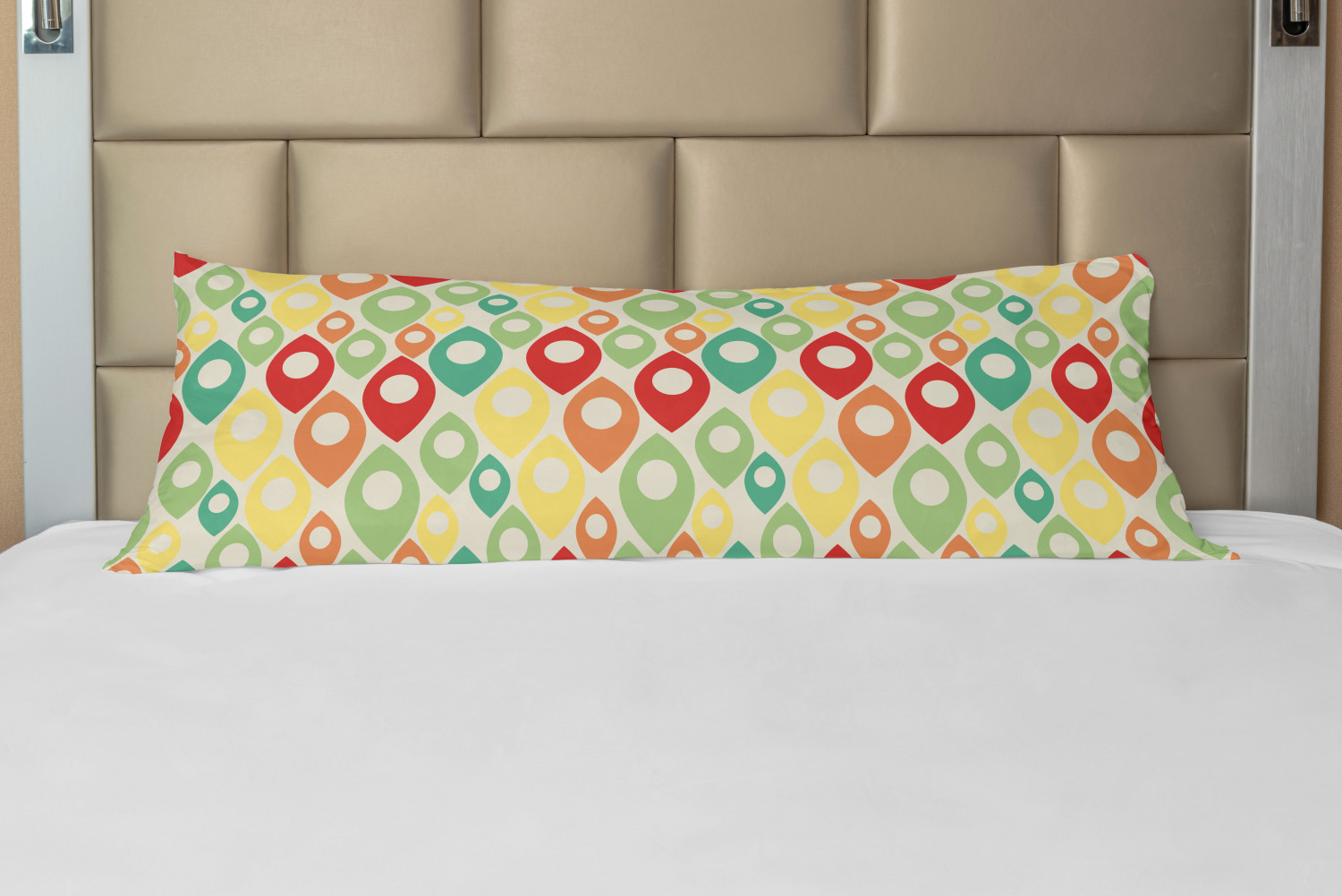 Abstract Body Pillow Case Cover with Zipper, Vintage Rainbow Colored Geometric Shapes in Various