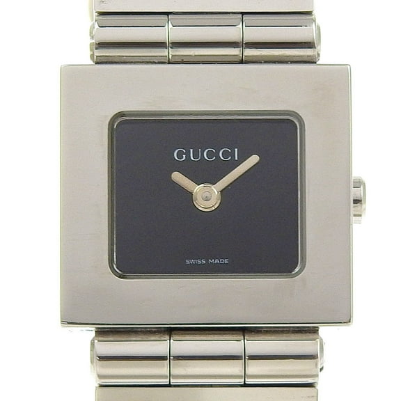 Pre-Owned Gucci Watch 600L Stainless Steel Quartz Analog Display Black Dial Women's (Good)